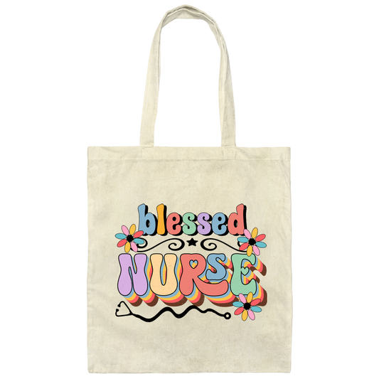 Blessed Nurse, Groovy Nurse, Groovy Blessed Canvas Tote Bag