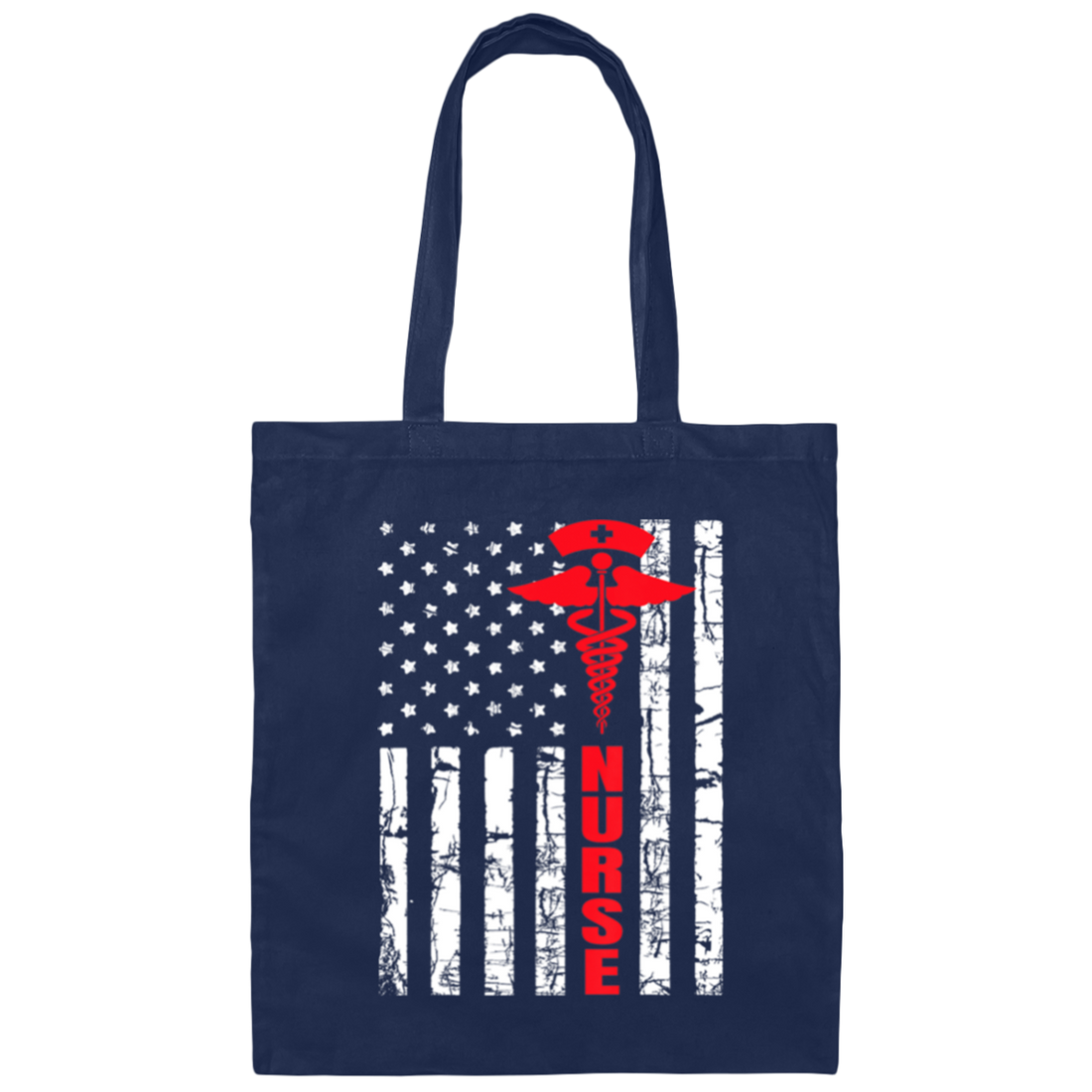 Patriotic American USA Flag Registered Nurse Canvas Tote Bag