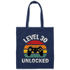 Level 30 Unlocked, Love 30th Birthday, Best Of 30th, Retro Playing Love Gift Canvas Tote Bag