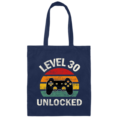 Level 30 Unlocked, Love 30th Birthday, Best Of 30th, Retro Playing Love Gift Canvas Tote Bag