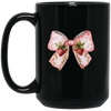 Pink Bow, Strawberry Lover, Strawberries Bow, Xmas Gift Black Mug