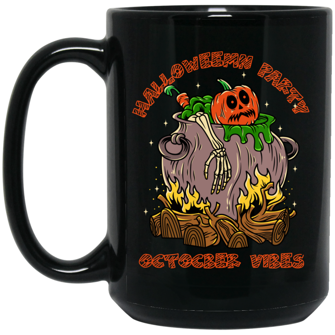 October Vibes, Halloween Party, Horror Party, Horror Pumpkin Black Mug