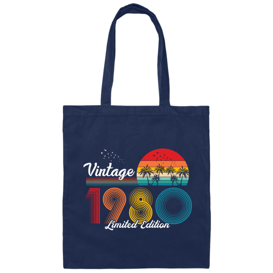 Vintage 1980, 1980 Birthday, 1980 Limited Edition, 1980 Retro Canvas Tote Bag