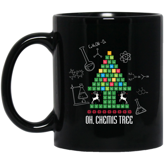 Oh Christmas, Chemis-Tree, Chemical Xmas, Chemical Board, Merry Christmas, Trendy Christmas Black Mug