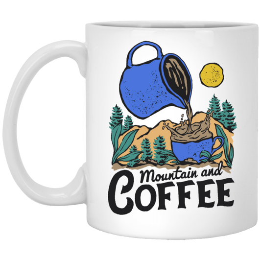 Mountain And Coffee, Wet The Plant, Wet By Coffee White Mug