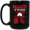 Namaste At The Beach, Retro Yoga, Yoga On Seaside Black Mug