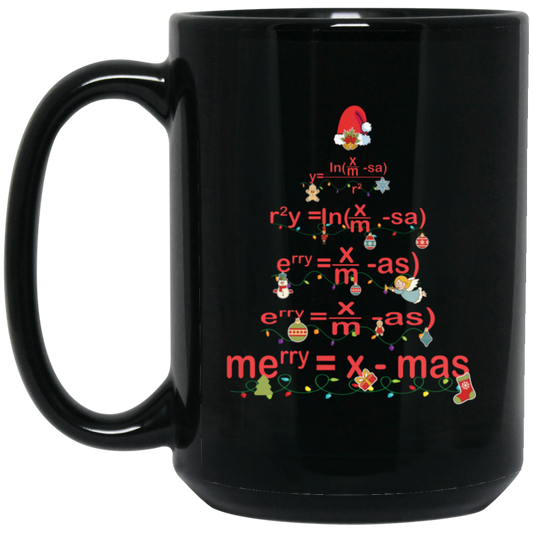 Merry Xmas, Merry Christ-math, Christmas Tree Black Mug