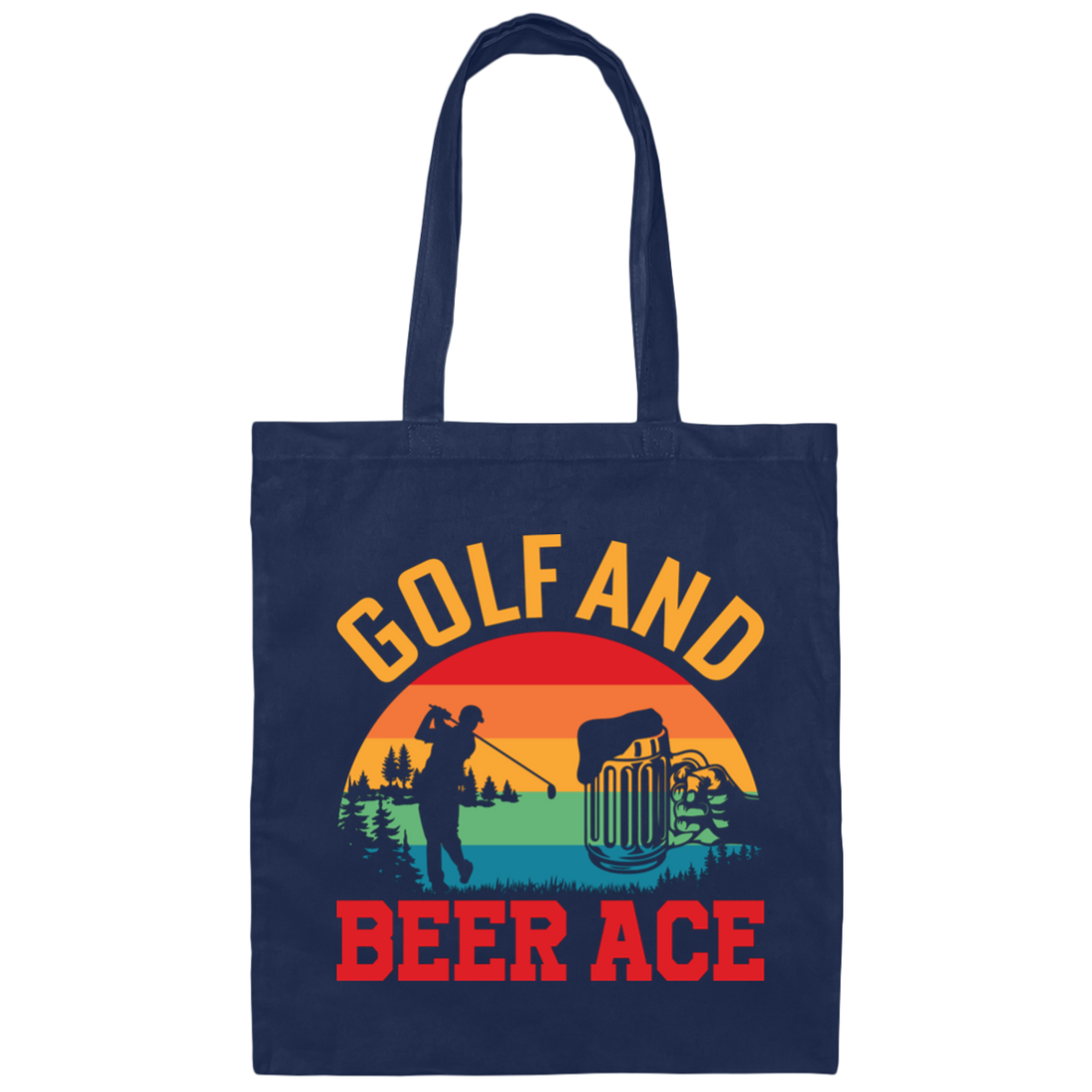Golf And Beer Ace, Retro Golf, Golf With Beer Canvas Tote Bag