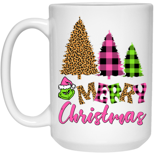 Leopard Christmas, Plaid Christmas, Trendy Grinch, Merry Christmas, Trendy Christmas White Mug