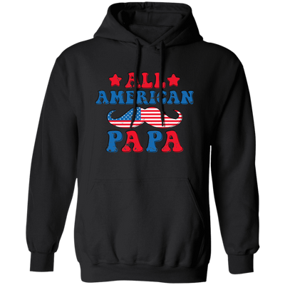 Papa, Father's Day, American Papa, Beard American Dad Pullover Hoodie