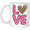 Love Heart Design, Leopard Pattern, Valentine's Day White Mug