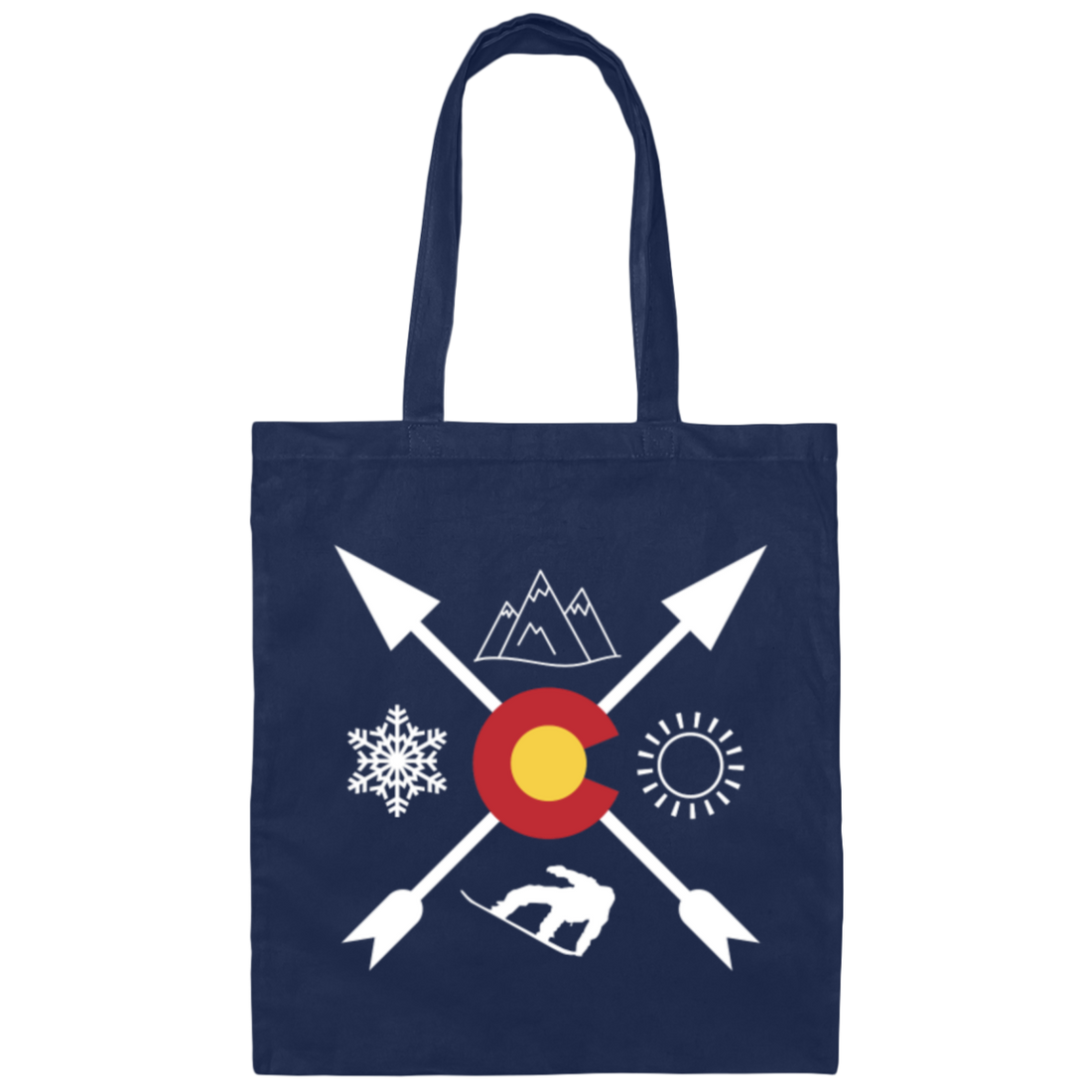 Denver Colorado, Snowboarding Direction, Sun Snow And Mountain Canvas Tote Bag