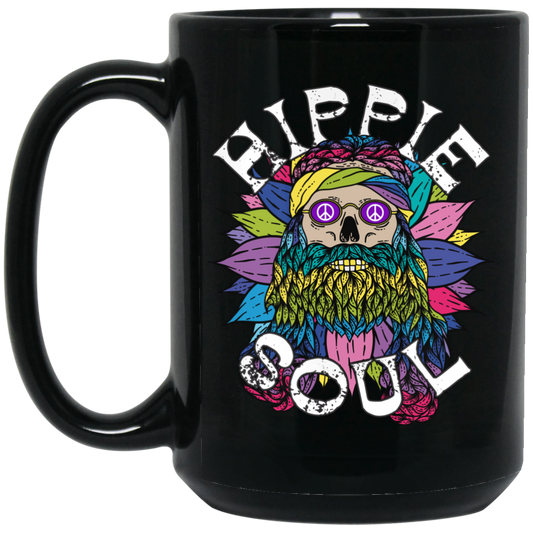 Hippie Soul, Cool Soul, Cool Skull, Hippie Style Black Mug