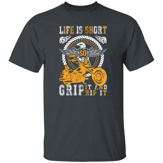 Life Is Short, So Grip It And Rip It, Retro Eagle, Motorbike Unisex T-Shirt