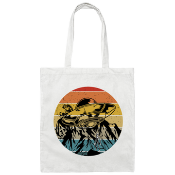 Outerspace Lover, I Want To Believe UFO, Believe In Other Space Retro Canvas Tote Bag