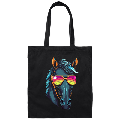 Funny Racing Horse, Horse Wear Sunglasses, Looking Directly At You Canvas Tote Bag