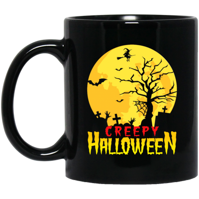 Creepy Gift, Funny Ghost Witch, Funny Halloween, Halloween Gift Black Mug