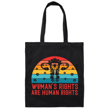 Woman's Rights Are Human Rights, Retro Woman Holiday Canvas Tote Bag