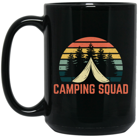 Camping Squad, Nature Lovers, Best Of Camping, Retro Camper Lover Black Mug