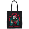 The Season To Be Jolly, Merry Christmas, Trendy Christmas, Skeleton Santa Canvas Tote Bag