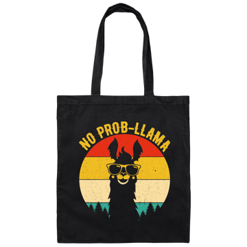 No Prob-Llama, Vintage Llama, Retro Alpaca, Best Llama Retro Love Gift Canvas Tote Bag