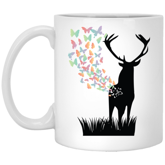 Butterfly From Deer, Wild Deer Lover, Happyness From Deer White Mug