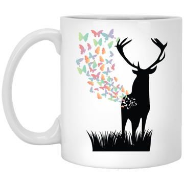 Butterfly From Deer, Wild Deer Lover, Happyness From Deer White Mug