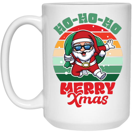 Ho Ho Ho Merry Xmas, Retro Christmas, Funny Santa, Merry Christmas, Trendy Christmas White Mug