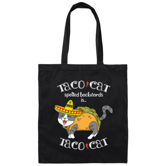Taco Cat Spelled Backwards, Mexican Food Canvas Tote Bag