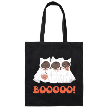 Boo Cat, Cute Boo, Cute Cat, Happy Cat, Happy Halloween Canvas Tote Bag