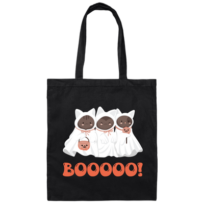 Boo Cat, Cute Boo, Cute Cat, Happy Cat, Happy Halloween Canvas Tote Bag