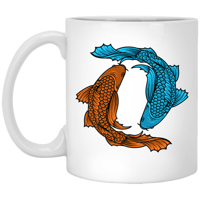 Koi Fish, Two Fishes Together, Good Luck, Prosperity, Perseverance White Mug