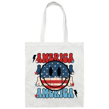 America, American Smiley, Smile Icon, America Smile Canvas Tote Bag