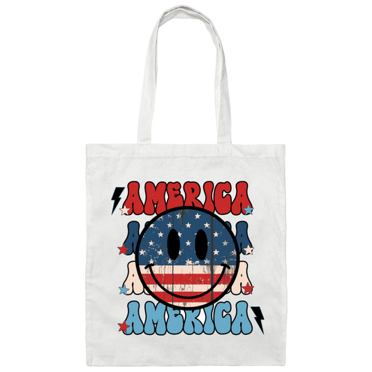 America, American Smiley, Smile Icon, America Smile Canvas Tote Bag