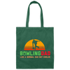 Bowling Dad, Retro Cool Bowler Gift, Bowling Canvas Tote Bag