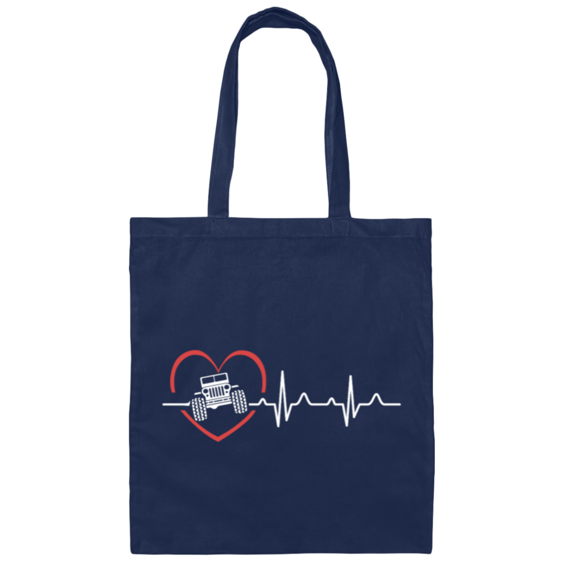 Jeep Heartbeat, Love Jeep, My Jeep My Heartbeat Canvas Tote Bag