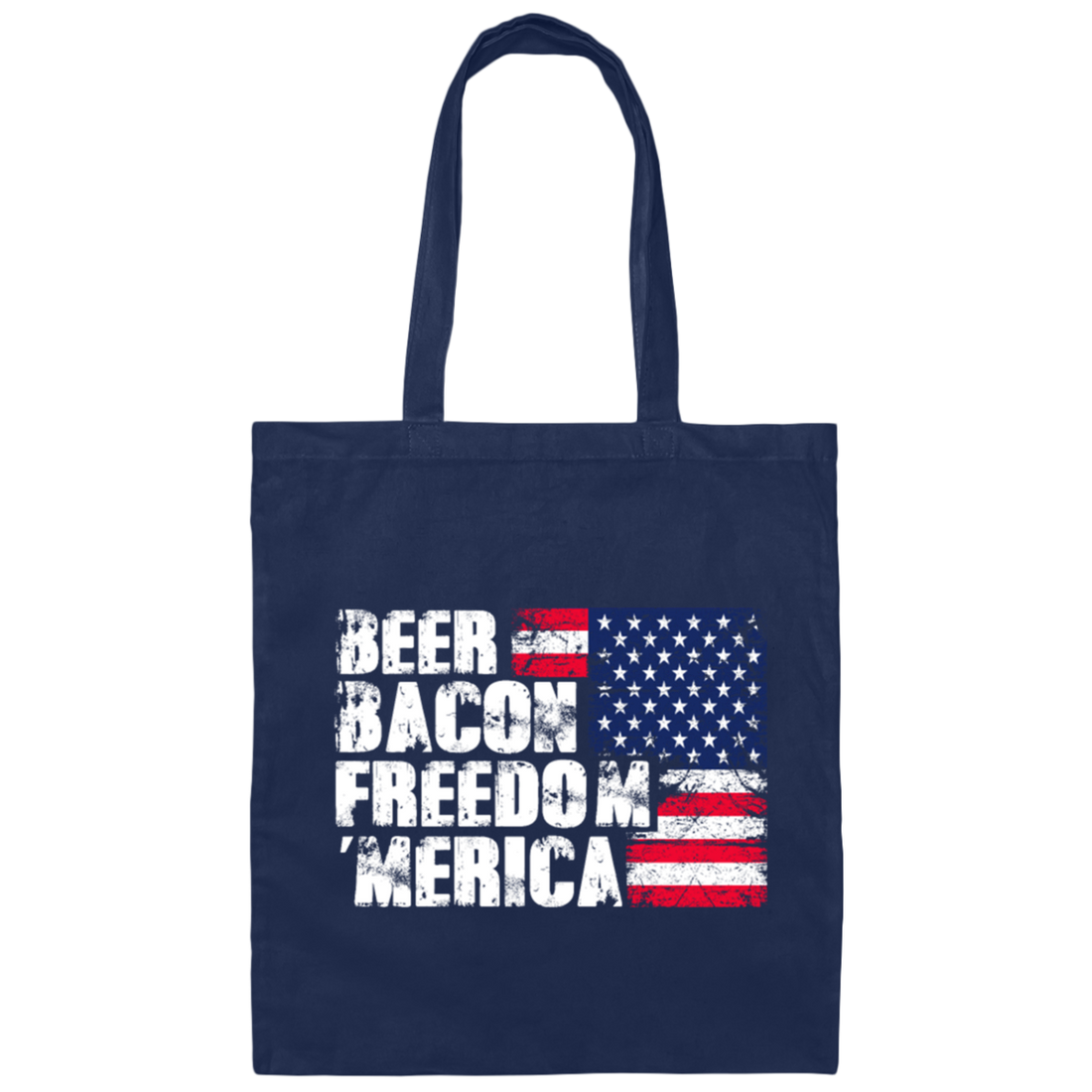 Beer Bacon Freedom Merica - American Flag Canvas Tote Bag