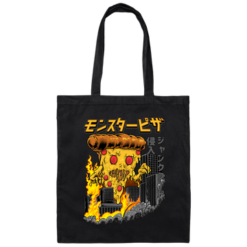 Love Pizza, Monster Pizza, Monster In City, Pizza Destroy City, Japanese Style Canvas Tote Bag