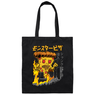 Love Pizza, Monster Pizza, Monster In City, Pizza Destroy City, Japanese Style Canvas Tote Bag