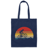 Vintage Biking, Cycling Biker Retro, Riding On Mountain Retro Canvas Tote Bag