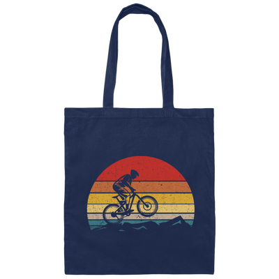 Vintage Biking, Cycling Biker Retro, Riding On Mountain Retro Canvas Tote Bag