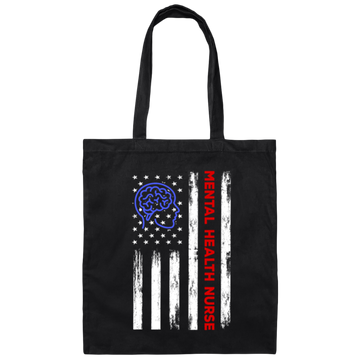 American Flag, Mental Health Nurse, American Psych Nurse, Love Nurse Gift Canvas Tote Bag