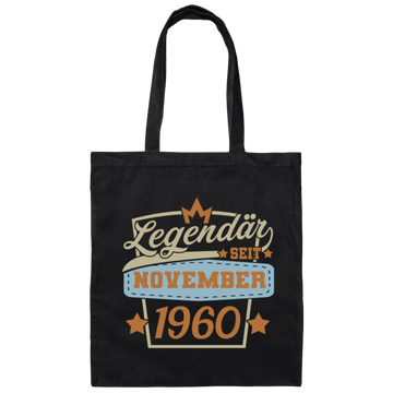 Retro Birthday Legendary Since November 1960 Gift Canvas Tote Bag