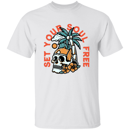 Set Your Soul Free, Cool Skull, Palm Tree On The Beach Unisex T-Shirt