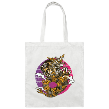 Vintage Steampunk Japanese Dragon, Victorian Fantasy Canvas Tote Bag