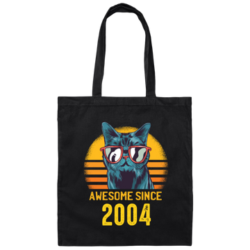 Funny Cats Awesome Since 2004 Birthday Gift Canvas Tote Bag