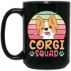 Corgi Squad, Retro Corgi, Groovy Corgi, Lovely Corgi Black Mug