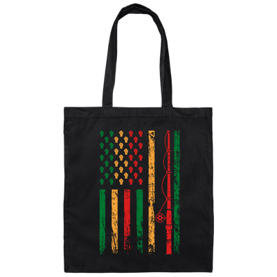 Fishing Rod, American Flag, Black Juneteenth, American Sport, Black History Canvas Tote Bag