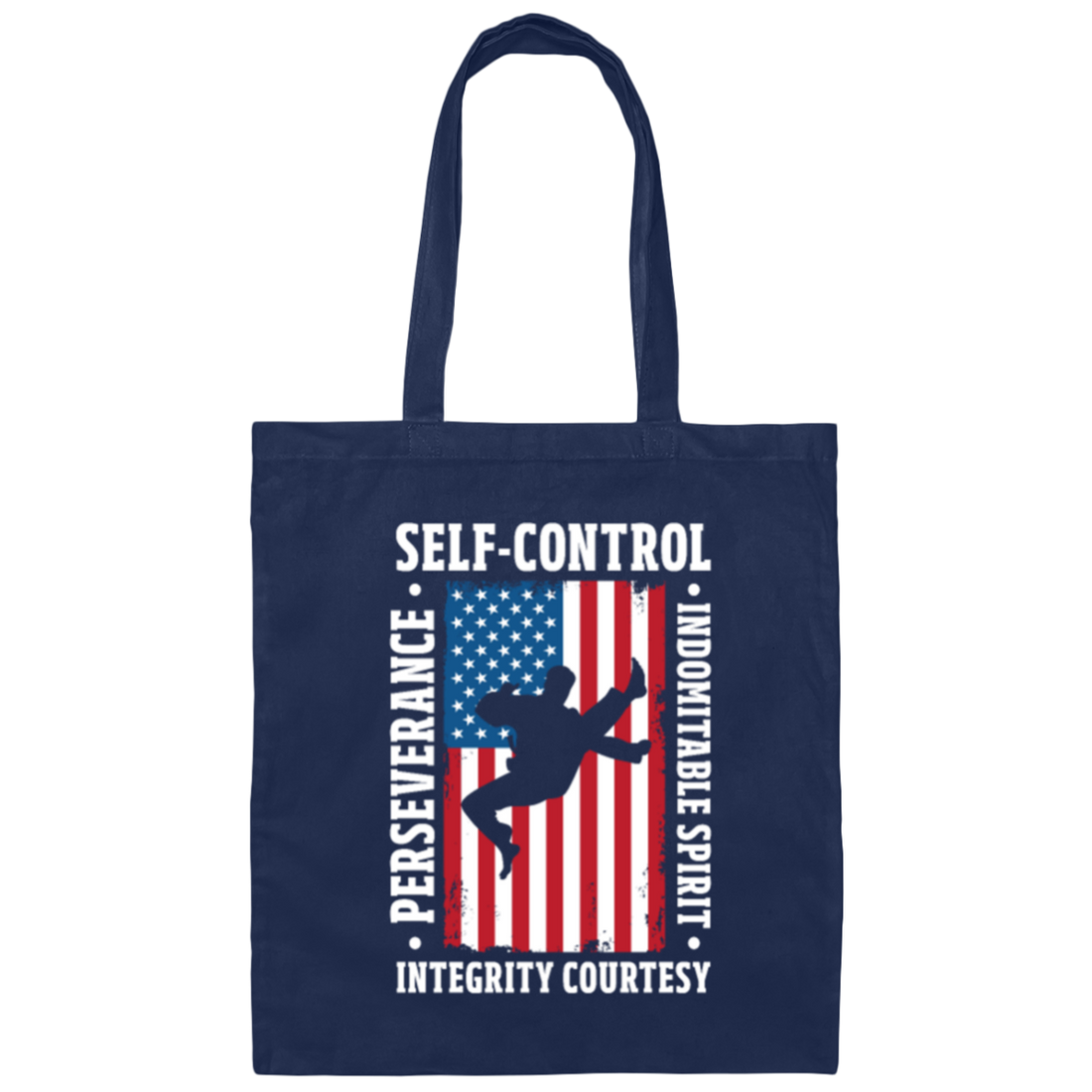 American Taekwondo, Self-Control, Perseverance, Integrity Courtesy, Indomitable Spirit Canvas Tote Bag