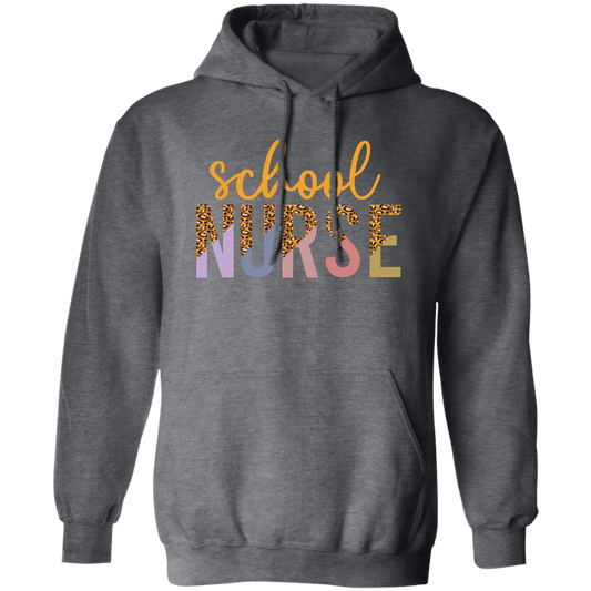 School Nurse, Leopard Nurse, Love Nurse, Leopard School Pullover Hoodie